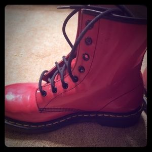 Red Doc Marten boots